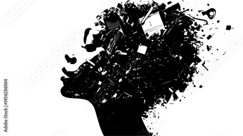 Found Objects Arranged Into Portrait, vector design