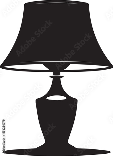 Short Lamp Silhouette Vector | Table Light, Desk Glow & Minimal Fixture in Black Vector