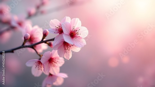 Wallpaper Mural Delicate pink cherry blossoms on a branch in spring; artistic, soft, and bright Torontodigital.ca