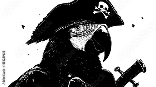 Parrot Sporting Pirate Accessories, vector design