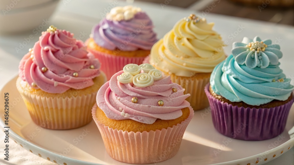 Pastel Cupcakes Five Swirls of Frosting Delight, Photography, Food Styling, Closeup, Sweet Treats, Bakery, Dessert Cupcakes Pastel Cupcakes Five Swirls of Frosting Delight, Photography, Food Styling, Closeup, Sweet Treats, Bakery, Dessert Cupcakes