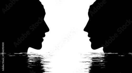Steep Faces Meeting Open Sea, vector design
