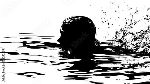 Swimmer Gliding Through Water, vector design