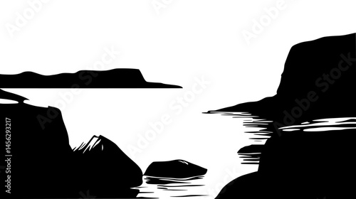 Tide Pulling From Quiet Coast, vector design