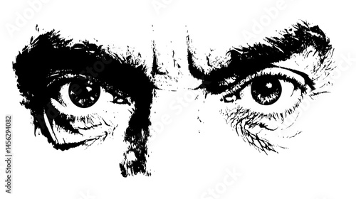 Unsettling Portrait With Shifting Eyes, vector design