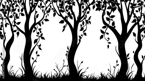 Vines Climbing Ancient Trees, vector design