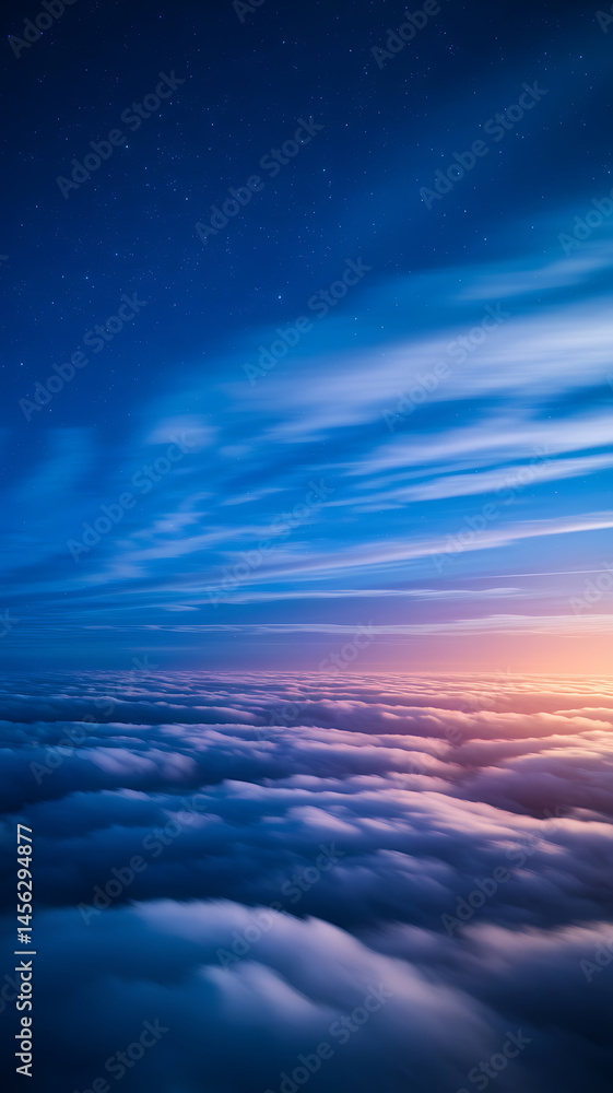 Obraz premium Vast clouds, vibrant colors, night sky above.