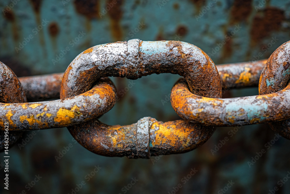 Rusty chain links close up detail old metal texture background Rusty chain links close up detail old metal texture background