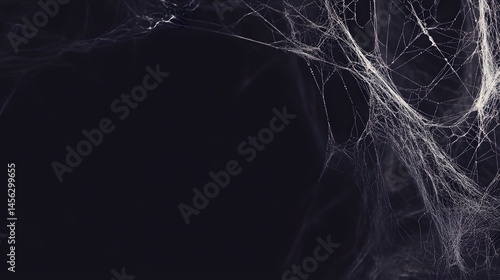 Intricate spider web design against a dark background.