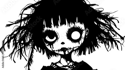 Creepy Doll With Missing Eyes, vector illustration
