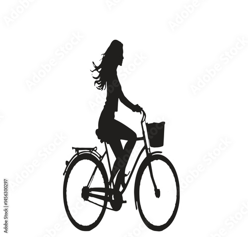Silhouette of a Girl Riding a Bicycle 