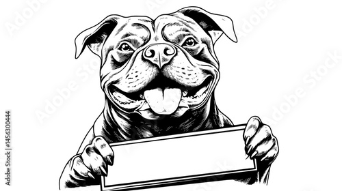 Dog Holding Sign With Grin, vector illustration
