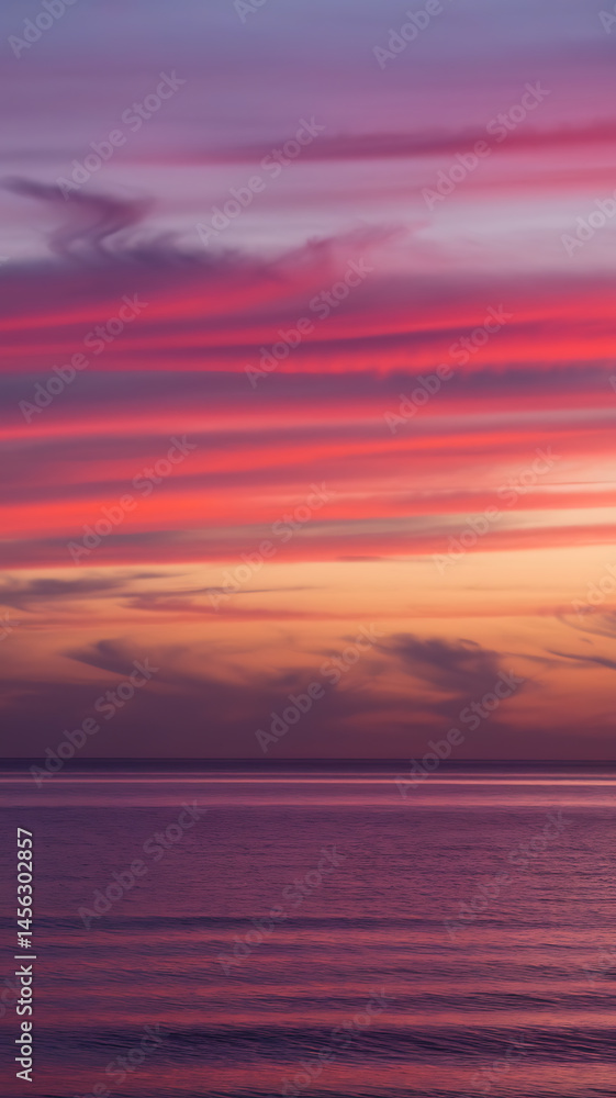 Fototapeta premium Sunset hues over a calm sea. Colors of twilight.