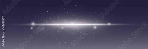 White glowing effect of flash of sparks, light effect of neon explosion line.