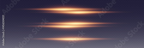 Light neon lines effects, horizontal rays of light.