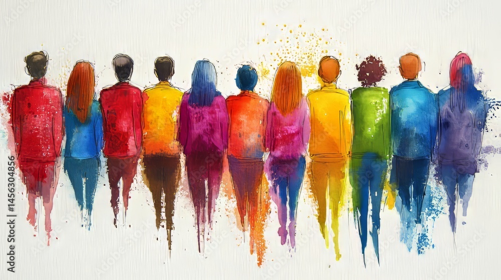 Obraz premium The sketch style image depicts a crowd gathering at communal events to raise awareness about drugs and offer their support