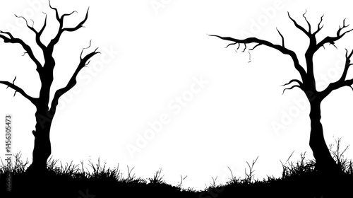 Mist Floating Around Bare Trunks, vector illustration