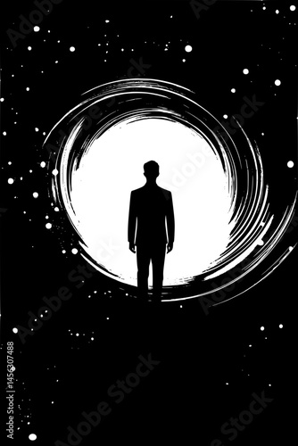 Portal Between Worlds With Ethereal Light, coloring book design, vector illustration