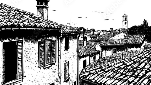 Quiet Roofs Above Narrow Streets, vector illustration