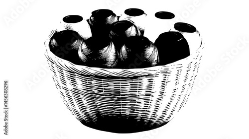Sewing Basket With Thread Spools, vector illustration
