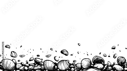 Soft Shore With Scattered Shells, vector illustration