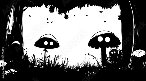 Strange Shapes Among Thick Woods, vector illustration