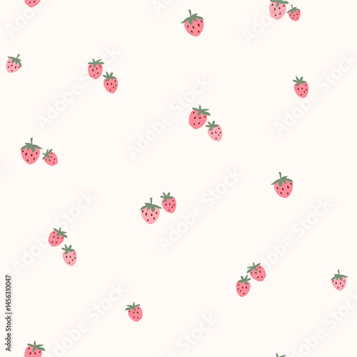 Vector illustration. Mini strawberries seamless pattern, summer fabric design, baby clothes print, mini fruit seamless pattern