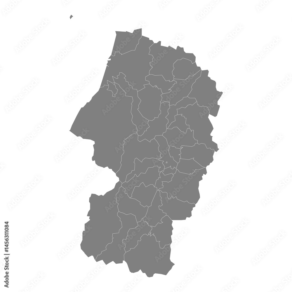 High Quality map of Yamagata is a prefecture of Japan with borders of the districts