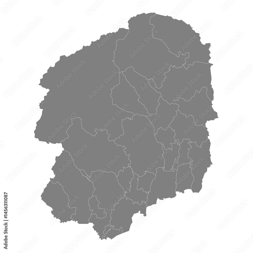 High Quality map of Tochigi is a prefecture of Japan with borders of the districts