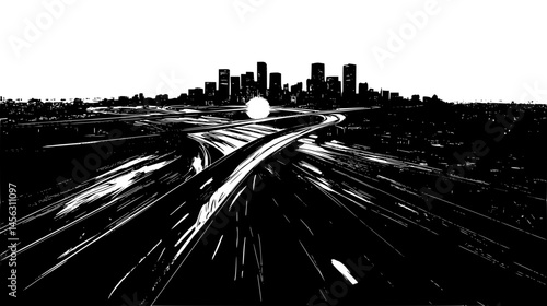 Urban Sprawl Stretching Outward, vector illustration