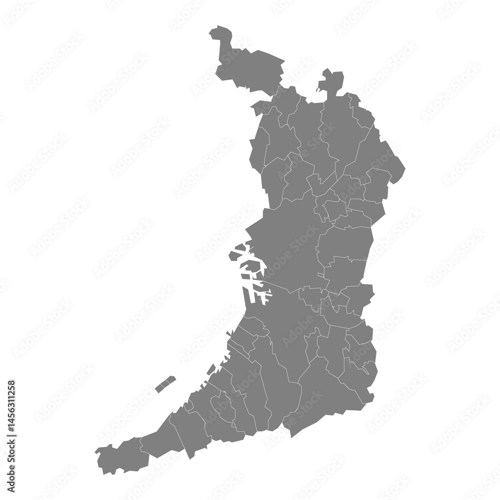 Obraz premium High Quality map of Osaka is a prefecture of Japan with borders of the districts