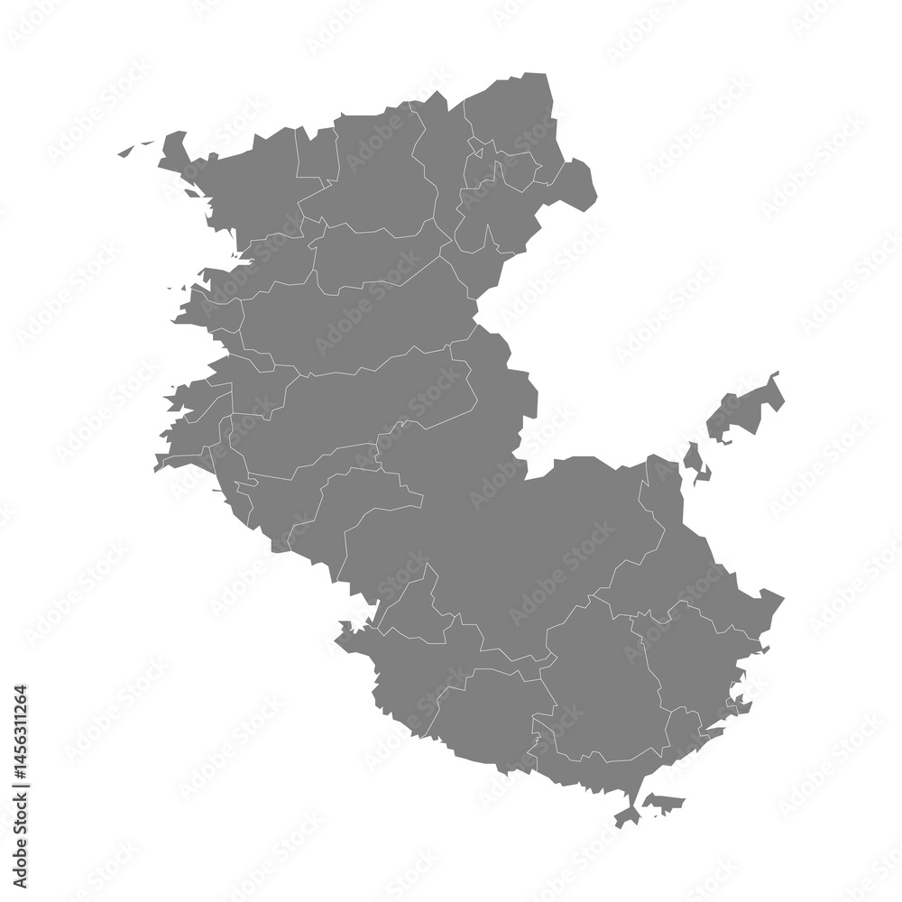 Obraz premium High Quality map of Wakayama is a prefecture of Japan with borders of the districts