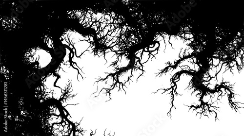 Vines Climbing Ancient Trees, vector illustration