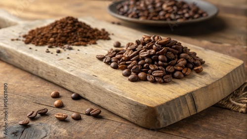 Wooden Board Coffee Composi...