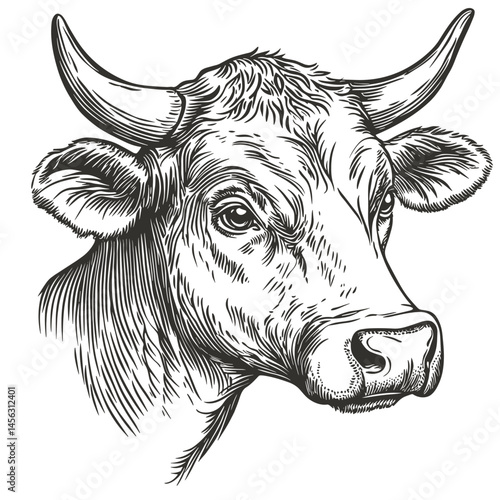 cow head sketch vector .Generative AI