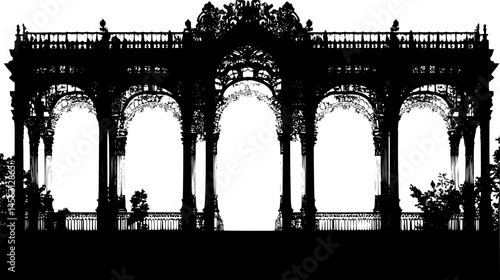 Architectural Silhouettes Against Sky, vector graphic