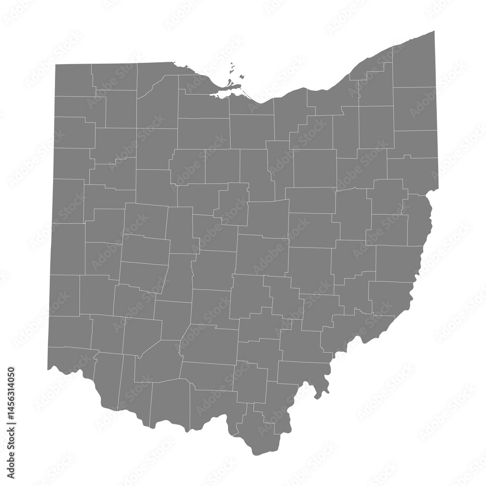 High Quality map of Ohio is a state of United States with borders of the counties