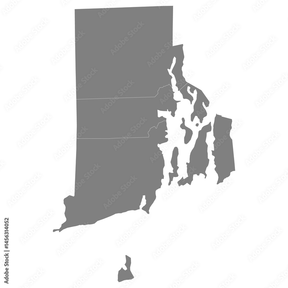 High Quality map of Rhode Island is a state of United States with borders of the counties