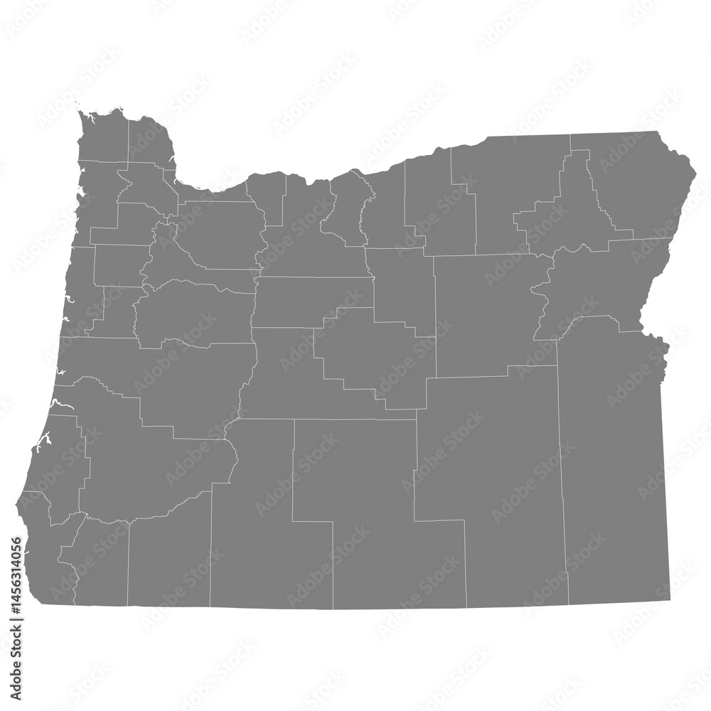 High Quality map of Oregon is a state of United States with borders of the counties
