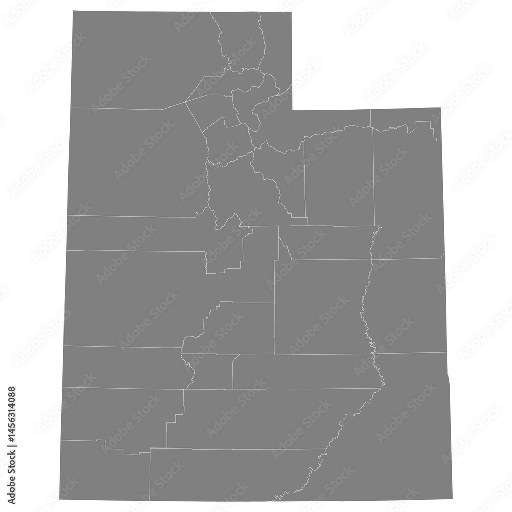 High Quality map of Utah is a state of United States with borders of the counties