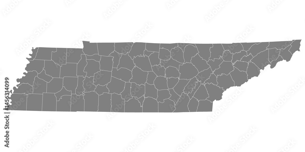 High Quality map of Tennessee is a state of United States with borders of the counties