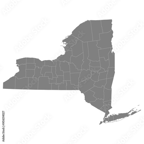 High Quality map of New York is a state of United States with borders of the counties