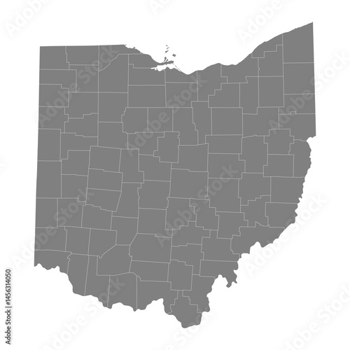 Obraz na płótnie High Quality map of Ohio is a state of United States with borders of the counties w salonie