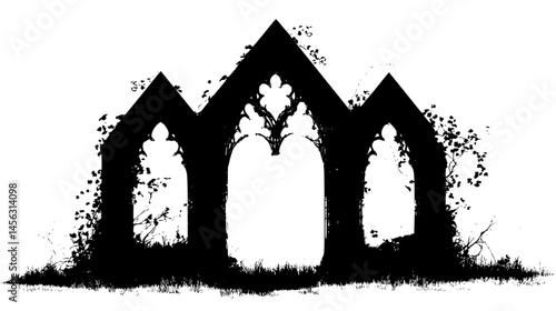 Cathedral Ruins With Climbing Ivy, vector graphic