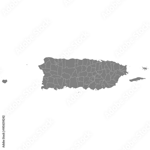 Obraz na płótnie High Quality map of Puerto Rico is a state of United States with borders of the counties w salonie