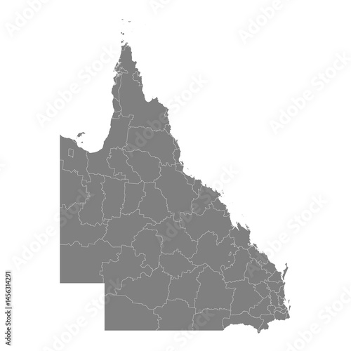 Obraz na płótnie High Quality map of Queensland is a state of Australia, with borders of the Local government areas w salonie