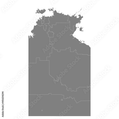 Obraz na płótnie High Quality map of Northern Territory is a state of Australia, with borders of the Local government areas w salonie