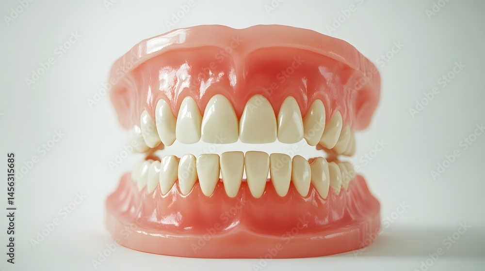 Obraz premium Full dental prosthesis model displayed against a plain background.