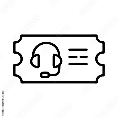 Support Ticket Icon with Headset on Transparent Background  