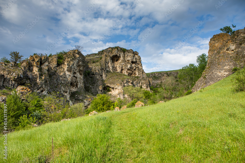 Republic of Moldova Summer Landscape with Village and Fields. Pastoral Scenery and Peaceful Nature Scene in Moldova.